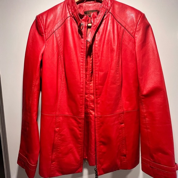 Danier Bold Red  Leather Jacket - Picture 1 of 11